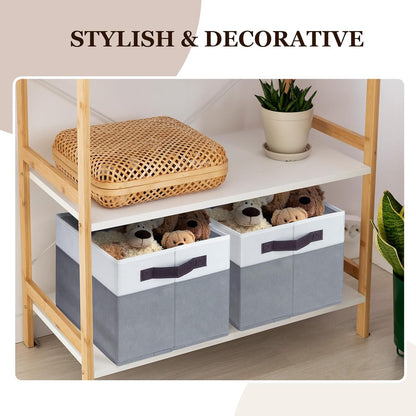 Storage Cube Bins - 11 Inch Size with 4 Large Baskets for Organized Shelving | 8 Pack