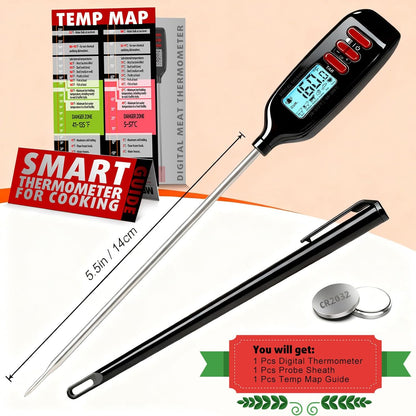 Antonki Digital Meat Thermometer - Instant Read Food Thermometer with Long Probe for Cooking & Grilling | Backlit Display Included