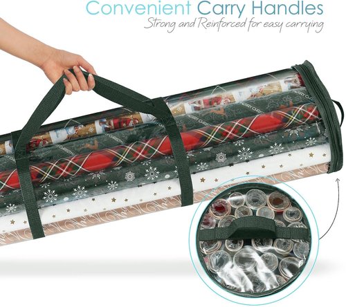 Hearth & Harbor Wrapping Paper Storage Container - Tear-Proof Organizer Holds Up to 14 Rolls | Clear Design