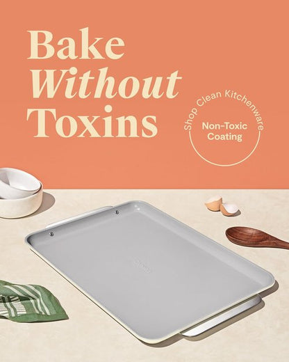 Caraway Non-Stick Ceramic Baking Sheet - Non-Toxic & PTFE Free - Ideal for Baking & Roasting - Large (18" x 13") - Cream
