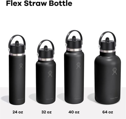 Hydro Flask Water Bottle - Insulated Stainless Steel - 40 Oz Capri Blue with Wide Straw Lid & Leakproof Design
