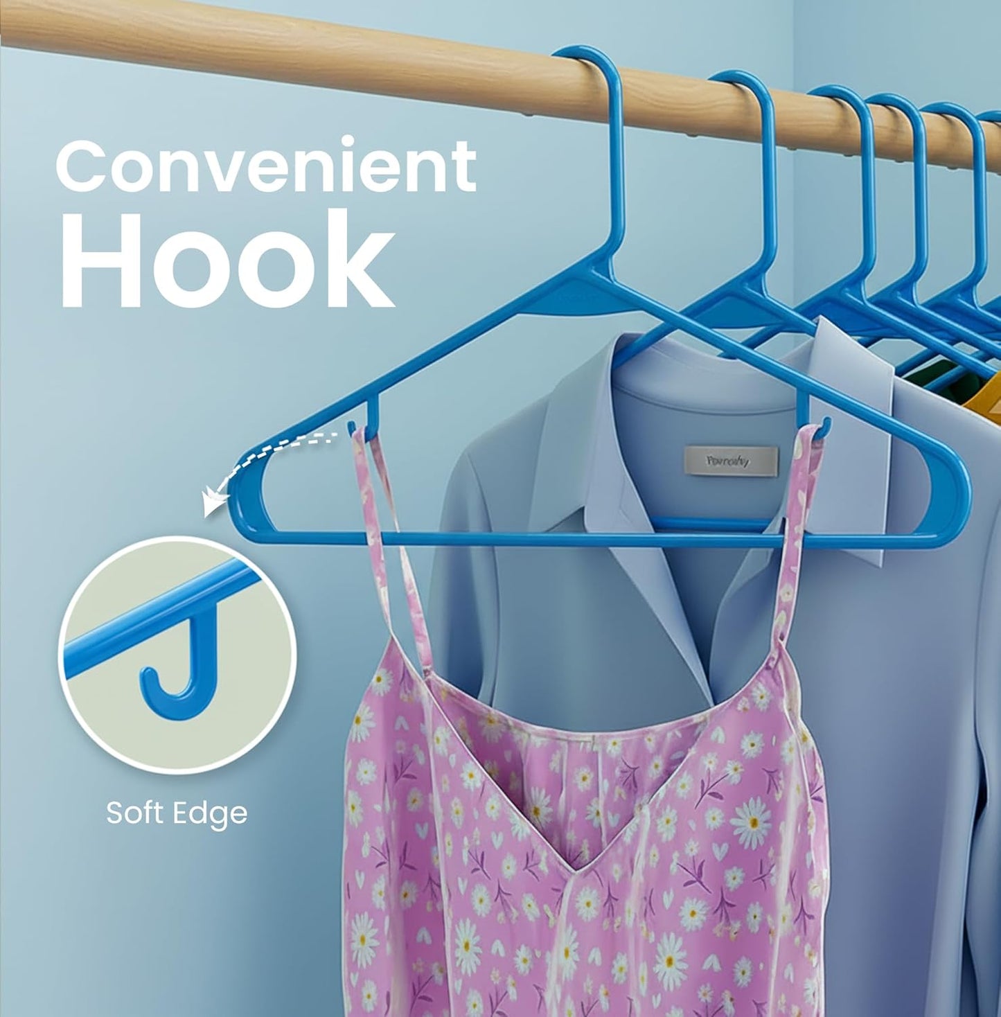 Utopia Home Plastic Hangers - Durable & Space-Saving Clothes Hangers with Hooks | 30 Pack (Blue)