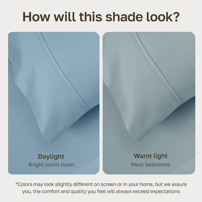 California Design Den King Size Bed Sheets Set - 100% Soft Cotton, 400 Thread Count, Silky Smooth Sateen - Sky Blue
