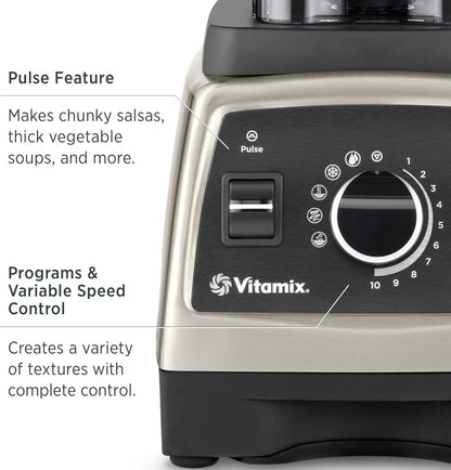 Vitamix Professional Series 750 Blender - 64 oz. Low-Profile Container, Black, Self-Cleaning, Professional-Grade