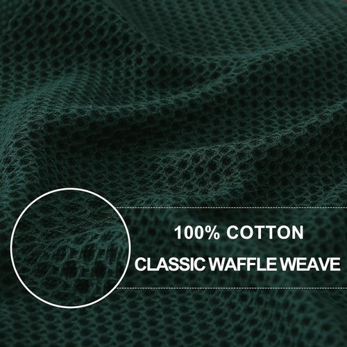 Homaxy Kitchen Dish Cloths - 100% Cotton Waffle Weave, Ultra Soft & Absorbent, 12x12 Inches, 8-Pack | Blackish Green