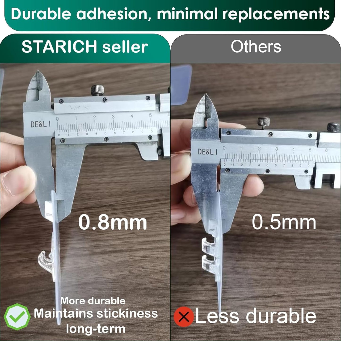 Skiennix Shower Caddy Adhesive Replacement Stickers - Strong Suction Hooks for Bathroom Storage | Large Transparent Design, 3 Hooks
