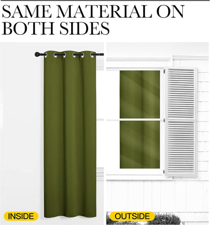 NICETOWN Olive Green Blackout Curtains - Thermal Insulated Drapes for Small Windows | 40" Length, 2 Panels, 29" Wide