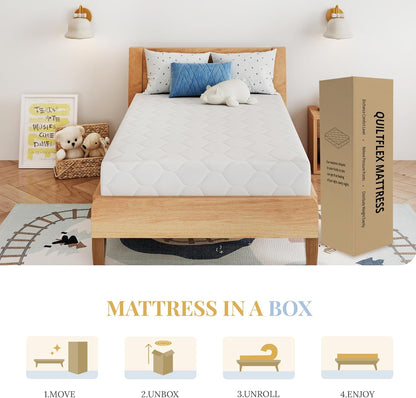 Skiennix 6-Inch Twin Size Memory Foam Mattress - Pressure Relief & Medium Firm Support, CertiPUR-US Certified