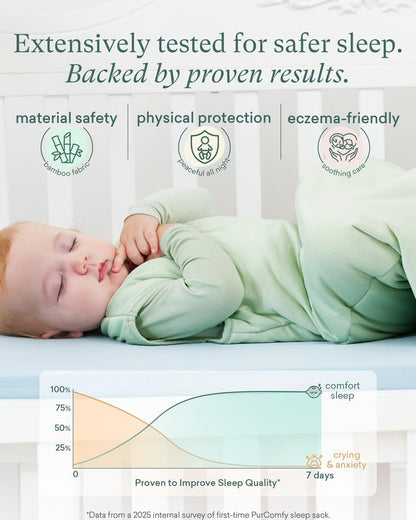 PurComfy Supersoft Sleep Sack 1.0 TOG, Premium Bamboo Viscose Baby Sleeping Bag, 2-Way Safe Zipper Sleep Sacks 6-15 Months (Sage)