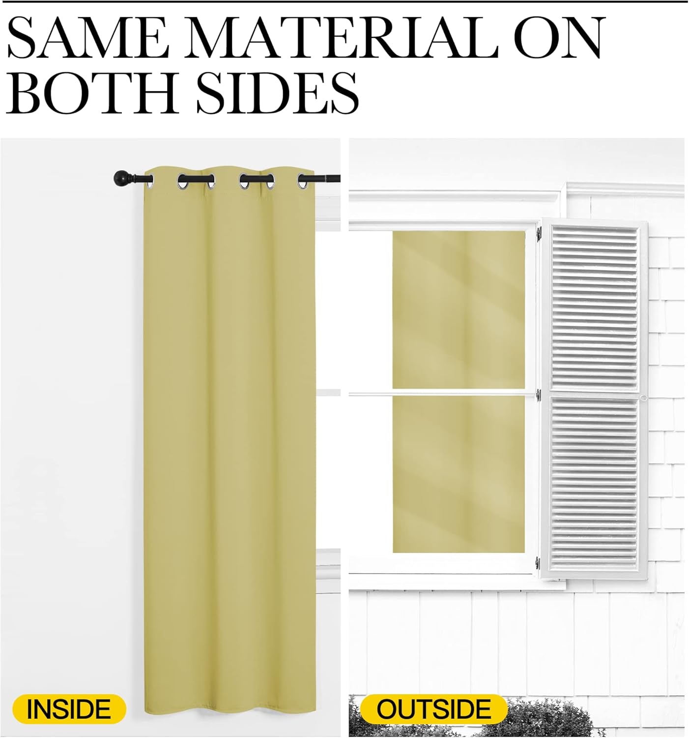 NICETOWN Blackout Curtains for Patio Glass Doors - Privacy Panel Drapes, Pale Yellow, 42" x 90" (1 Pair)