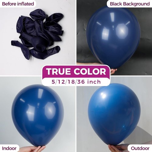 Bezente Navy Blue Balloons - 18 Inch Thick Latex Balloons for Birthday & Wedding Decor | 30 Pack