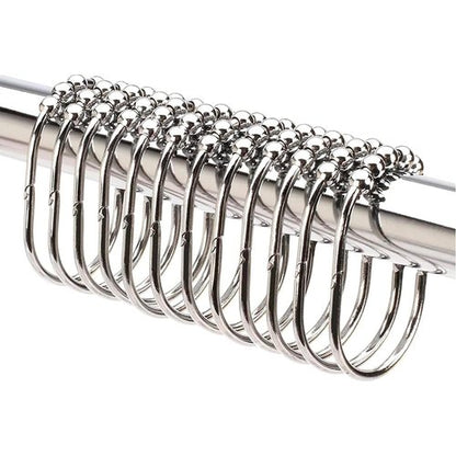 2 Lb. Depot Shower Curtain Ring - Set of 12 Easy Glide Rollers with Polished Chrome Finish - Stainless Steel Shower Hooks for Straight and Curved Rods - Decorative and Durable for Any Bathroom