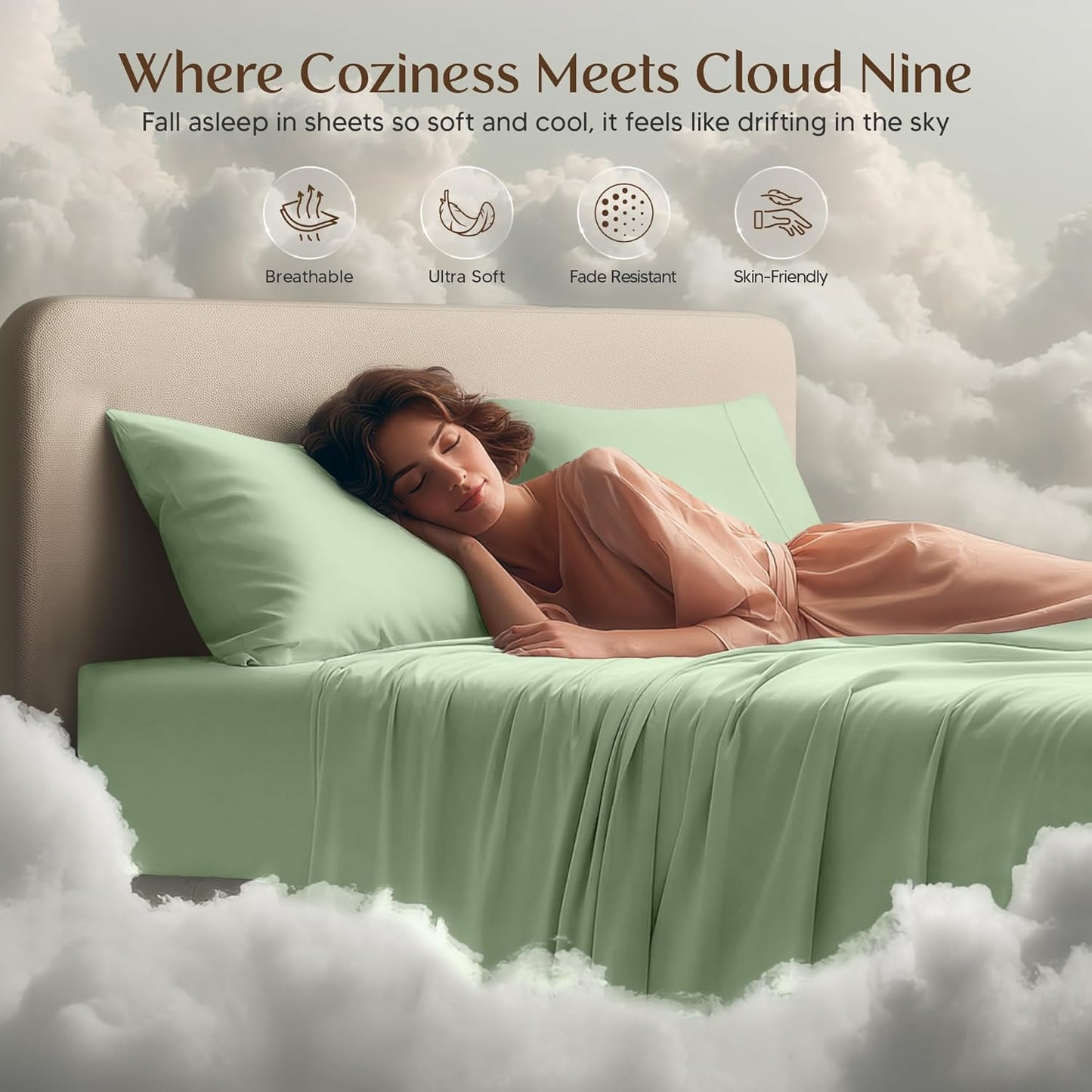 Utopia Bedding King Size Sheet Set - Soft & Breathable 4-Piece Microfiber Bedding in Sage