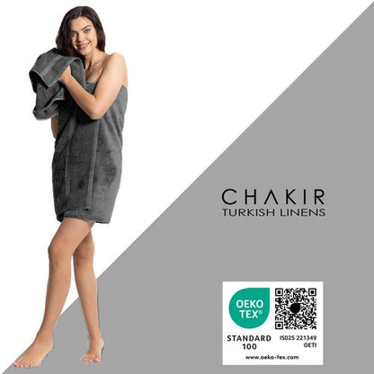 Chakir Turkish Linens |Hotel & Spa Quality 100% Cotton Premium Turkish Towels | Soft & Absorbent (Dark Gray, 6-Piece Towel Sets)