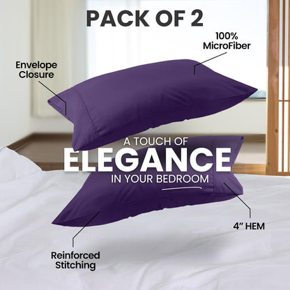 Utopia Bedding Queen Pillow Cases - Soft Brushed Microfiber - 2 Pack, Fade Resistant, 20 x 30 Inches | Eggplant Color