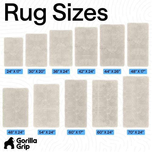 GORILLA GRIP Bath Rug Mat 60x17, Thick Soft Absorbent Chenille, Quick Dry Microfiber Mats, Rubber Backing Washable Shower Floor Rugs, Bathmat Runner, US Designed Bathroom Home Decor Accessories Ivory