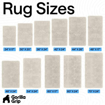 GORILLA GRIP Bath Rug Mat 44x26, Soft Absorbent Chenille, Quick Dry Microfiber Mats, Rubber Backing Washable Shower Floor Rugs, Bathmat Runner, US Designed Bathroom Home Decor Accessories Ivory Cream