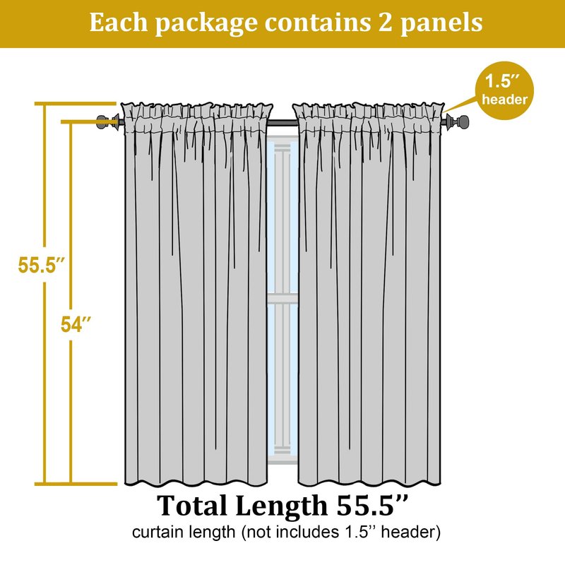 OWENIE Sheer Curtains 54 Inch Length 2 Panels Set, Gold Sheer Curtain for Living Room, Clear Short Curtains for Small Window, 2 Pcs 84 Width 54 Long, Gold