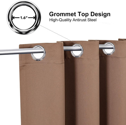 ChrisDowa Blackout Curtains - Room Darkening Grommet Panels Set, Thermal Insulated, 90 Inches Long (Cappuccino, 2 Panels)