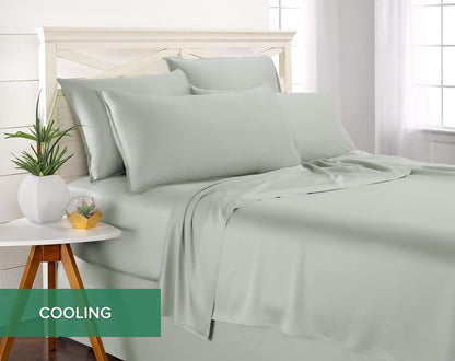 Pure Bamboo King Sheets - Luxuriously Soft & Cooling 100% Organic Viscose Bed Set | Sea Glass Color (Pack of 2)