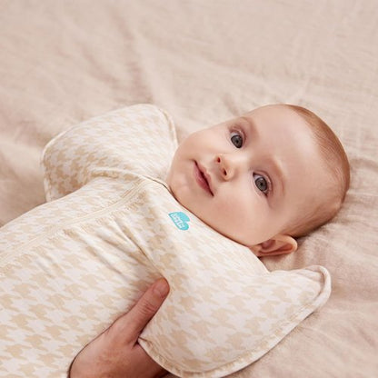 Love To Dream Swaddle UP Sleep Sack - Self-Soothing Design for Improved Sleep | 0-3 Months, 1.0 TOG, Tan Houndstooth