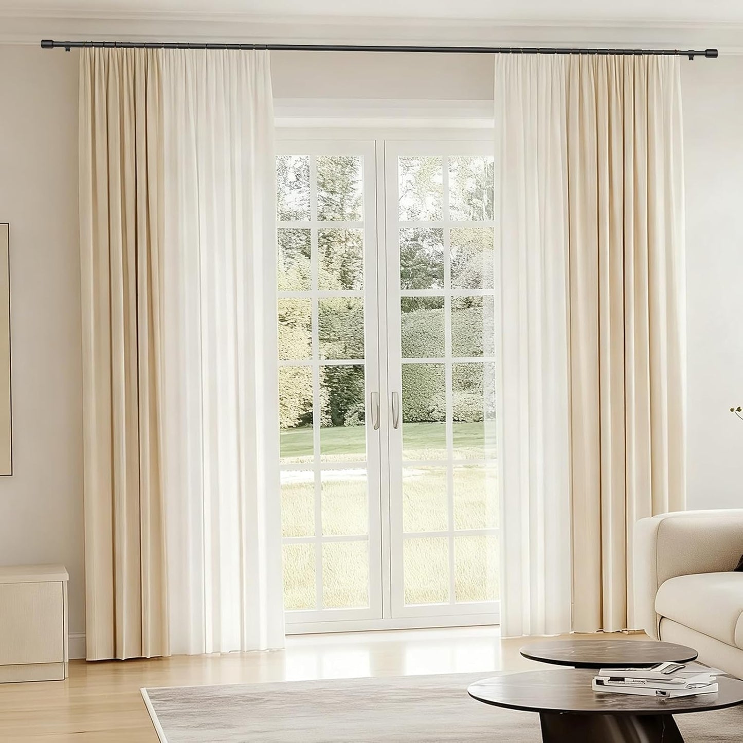 Adjustable Black Curtain Rods by [Brand Name] - 5/8” Diameter, 30-60 Inch for 30-54 Inch Windows