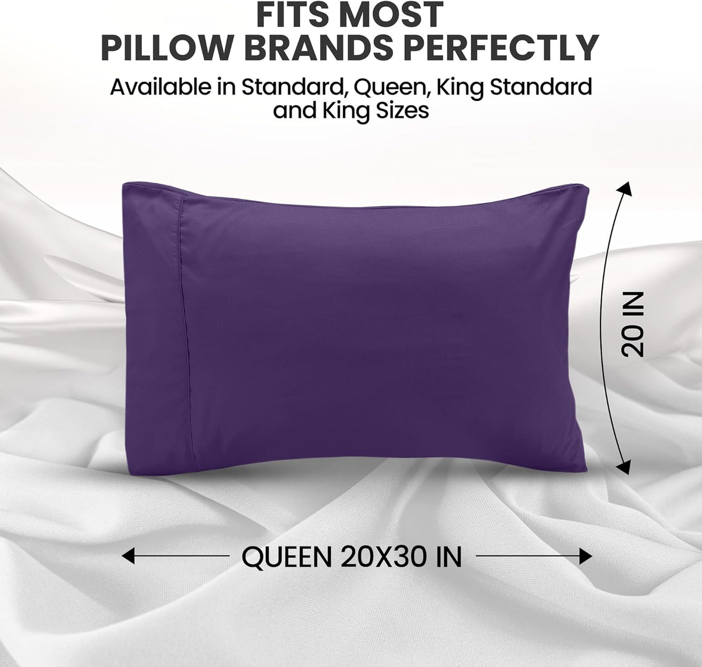 Utopia Bedding Queen Pillow Cases - Soft Brushed Microfiber - 2 Pack, Fade Resistant, 20 x 30 Inches | Eggplant Color