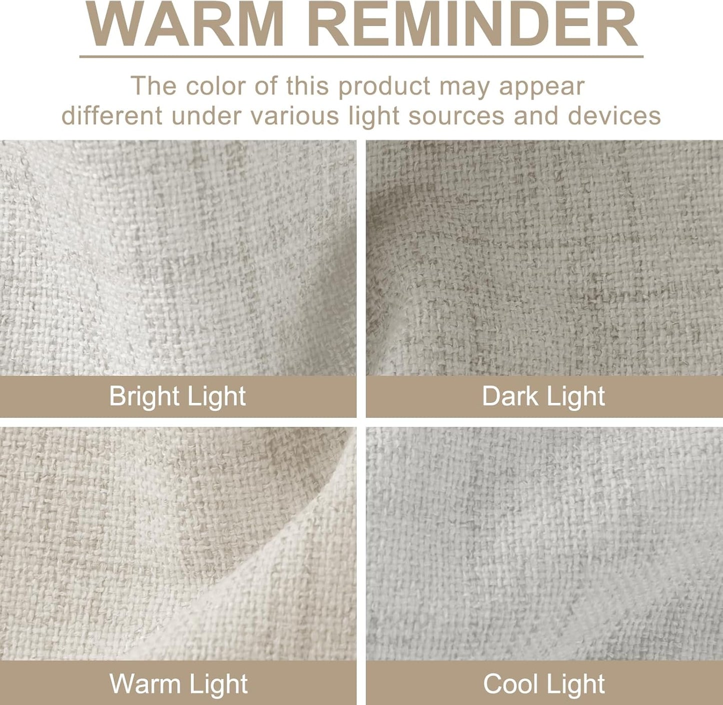Skiennix 100% Blackout Linen Curtains - Thermal Insulated Drapes for Bedroom | 50" W x 80" L, Beige