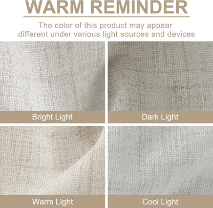Skiennix 100% Blackout Linen Curtains - Thermal Insulated Drapes for Bedroom | 50" W x 90" L, Beige, 2 Panels Set