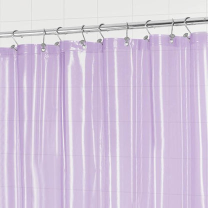 Barossa Design Clear Lavender Stall Shower Curtain Liner 36" W x 72" H - Waterproof Lightweight PEVA Plastic Shower Liner for Small Bathroom, 3 Bottom Magnets & Metal Grommets - Clear Lavender