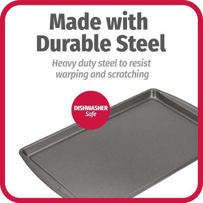 GoodCook Everyday Nonstick Carbon Steel Baking Sheet Set - 17 x 11-Inch, 2 Pack | Medium Cookie Sheets for Oven Baking