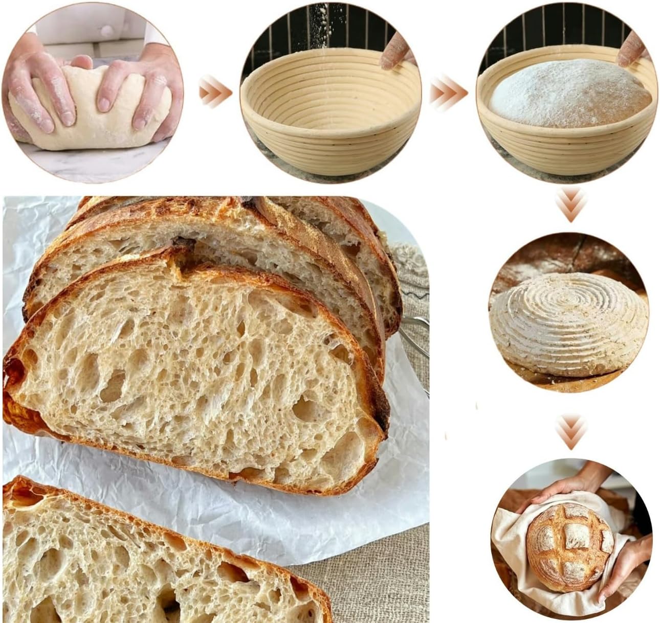 Proofing Baskets | 2-Pack Banneton Bread Proofing Baskets - 9-Inch Round & 10-Inch Oval for Sourdough Baking