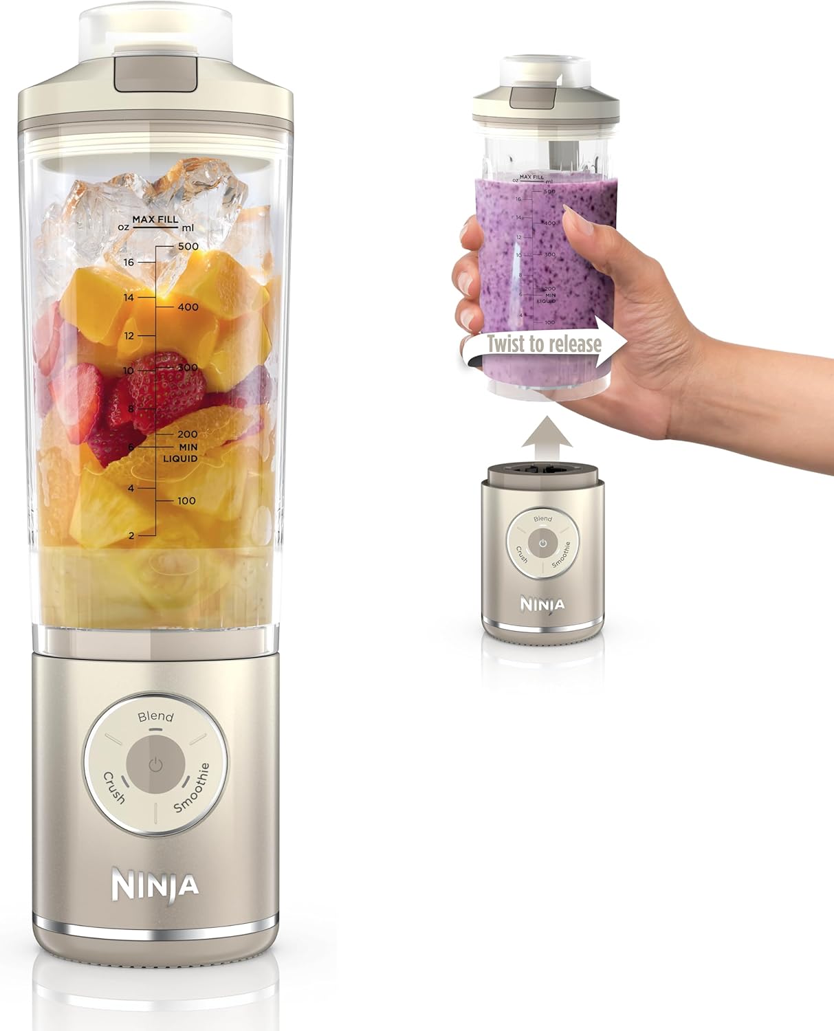 Ninja Blast Max Portable Blender - Cordless 22 oz Smoothie Maker with 3 Programs | Dishwasher Safe & Leakproof