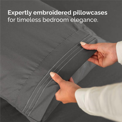 Split King Size 5 Piece Sheet Set - Comfy Breathable & Cooling Bed Sheets Set - Hotel Luxury Bedding for Women, Men, Kids, Teens, Boys & Girls - Deep Pockets, Soft, Wrinkle Free - Oeko-Tex - Charcoal