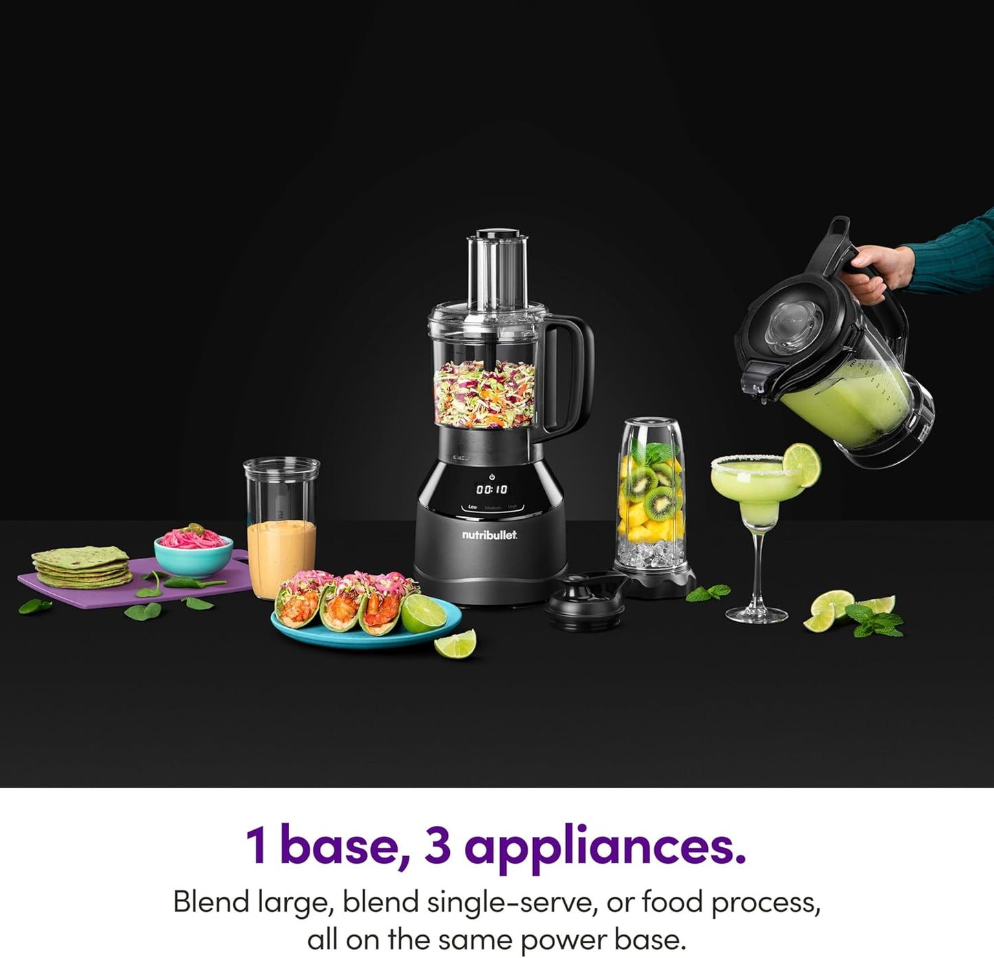 Nutribullet Triple Prep System - Versatile Kitchen Blender with 3 Cup Sizes | Sleek Black Design