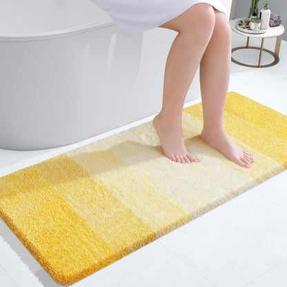 OLANLY Bathroom Runner Rug - Extra Soft Microfiber Mat, Quick Dry & Washable, 44x24 Inches, Yellow