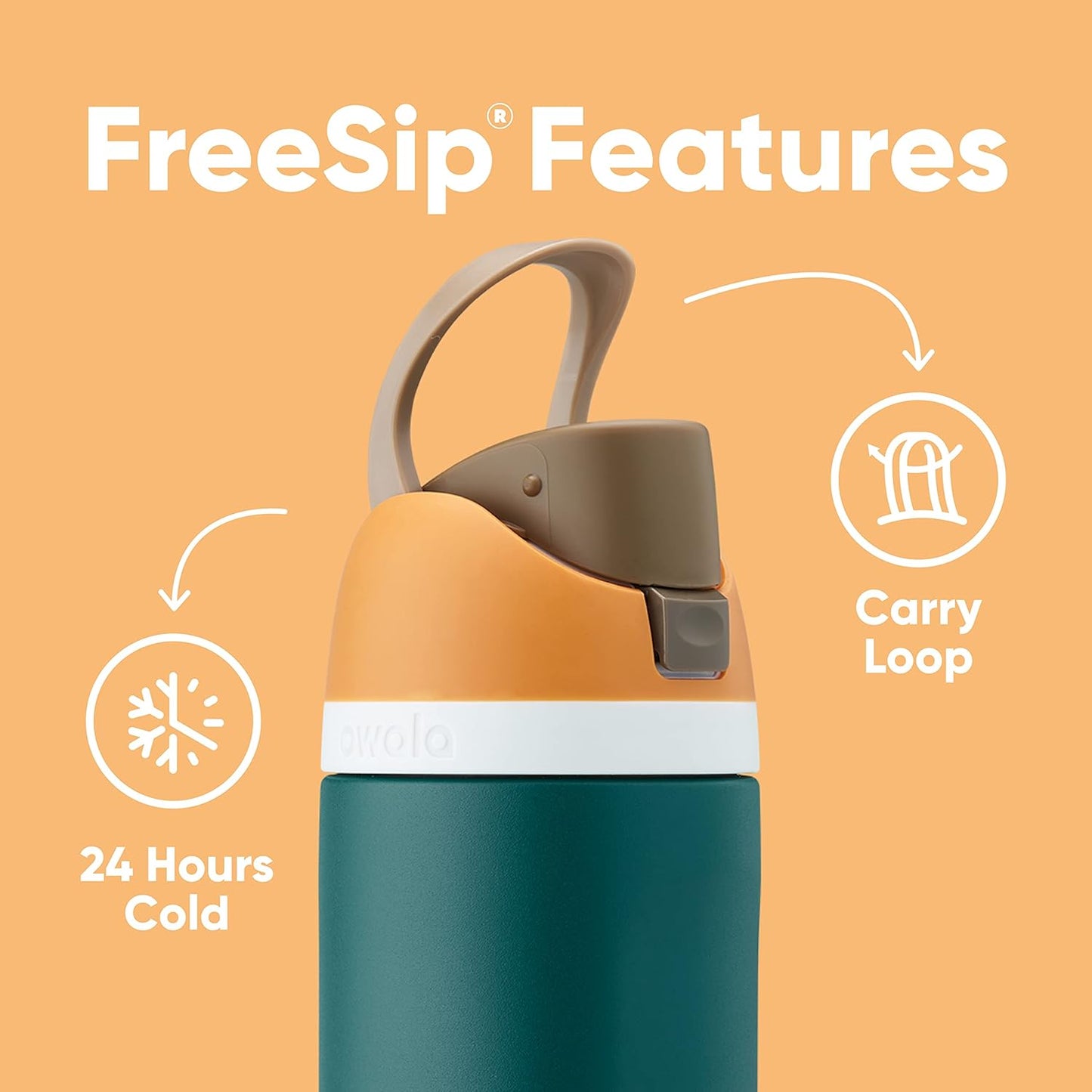 Owala FreeSip Insulated Stainless Steel Water Bottle - BPA-Free, 24 Oz, Perfect for Travel - Boneyard Design