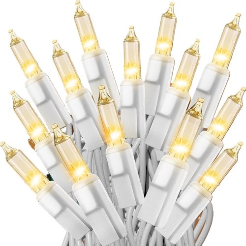 Holiday Pride White Christmas Tree Lights - 100 Clear White String Lights on White Wire - 24 Ft - Indoor/Outdoor Use