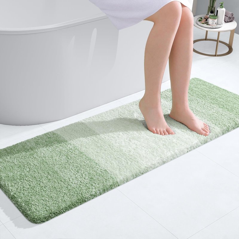 OLANLY Bathroom Runner Rugs Mat 47x17, Extra Soft Absorbent Microfiber Bath Rugs, Rubber Backing, Quick Dry, Washable Long Bath Mats for Bathroom, Tub and Shower, Home Decor Accessories, Sage Green
