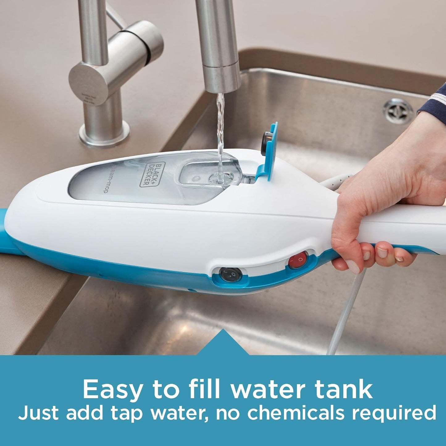 BLACK+DECKER Steam Mop - Powerful Cleaning with Quick-Dry Technology | Sleek White Design