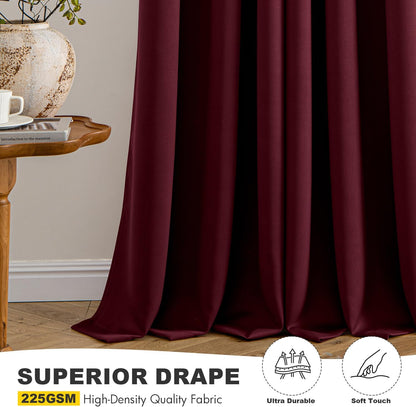 MIULEE Burgundy Red Blackout Curtains - Thermal Insulated Room Darkening Drapes | 90 Inches Long, 2 Panels