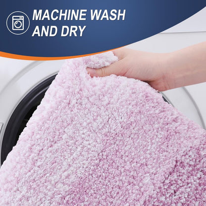 OLANLY Bathroom Runner Rugs Mat 59x20, Extra Soft Absorbent Microfiber Bath Rugs, Rubber Backing, Quick Dry, Long Bath Mats for Bathroom, Tub and Shower, Home Decor Accessories, Pinkish-Purple