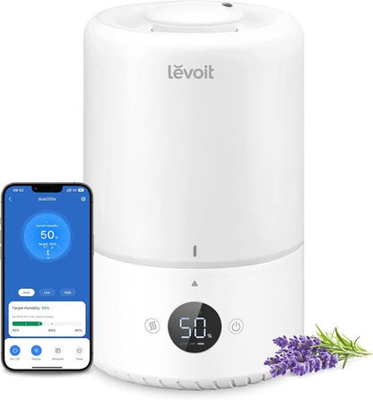 LEVOIT Smart Cool Mist Humidifier - Auto Humidity Control, APP & Voice Control, 3L, White