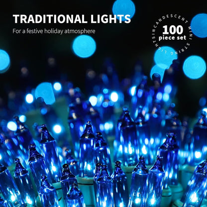 100LIGHTS Blue Extra-Bright Mini String Lights - Waterproof 5.98m Set for Holiday & Party Decor
