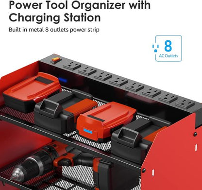 CCCEI Modular Power Tool Organizer - Wall Mount Charging Station & Heavy-Duty Rack - Red, 1 Pack
