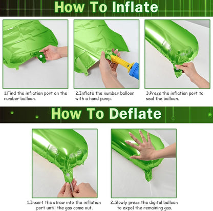 Skiennix 40-Inch Green Foil Number 4 Balloon - Self-Inflating Helium Decoration for Jungle Birthday Parties