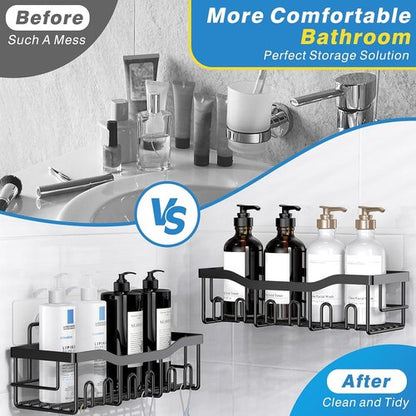 EUDELE Adhesive Shower Caddy - 5 Pack Rustproof Stainless Steel Bath Organizers | No Drilling Shelves for Easy Bathroom Storage