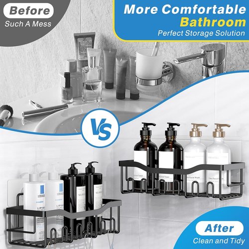 EUDELE Adhesive Shower Caddy - 5 Pack Rustproof Stainless Steel Bath Organizers | No Drilling, Large Capacity