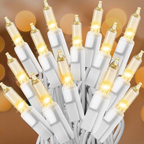 Clear Christmas Lights - 33FT Warm White Mini Bulbs | 100 Incandescent Lights for Indoor & Outdoor Decor