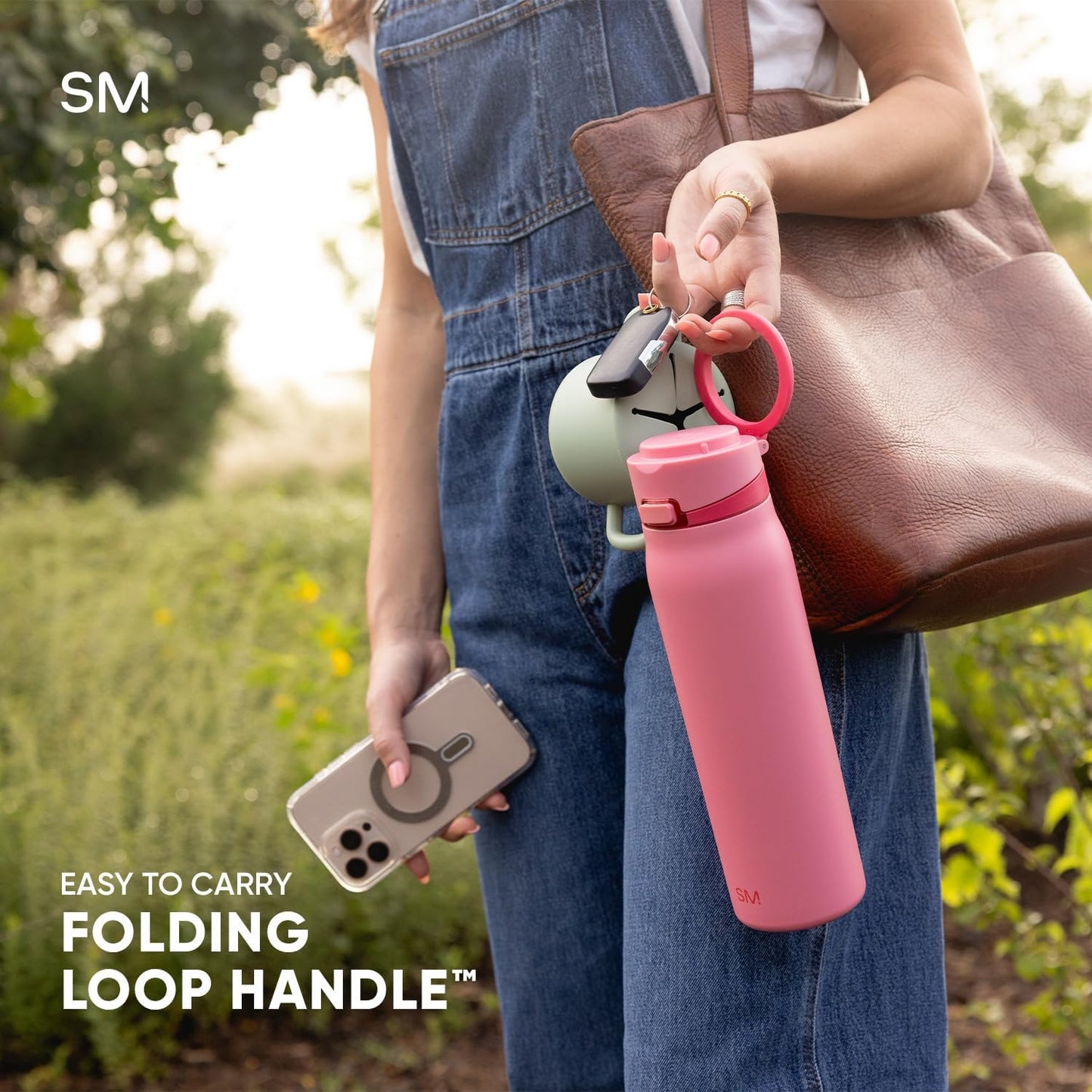 Simple Modern Mesa Loop Water Bottle - Insulated 24oz Stainless Steel with Covered Straw | Velvet Pink